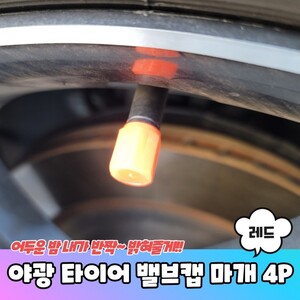 에이지리스에비뉴 야광 타이어 밸브캡 마개 레드 4P
