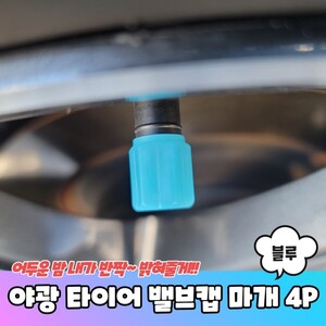 에이지리스에비뉴 야광 타이어 밸브캡 마개 블루 4P