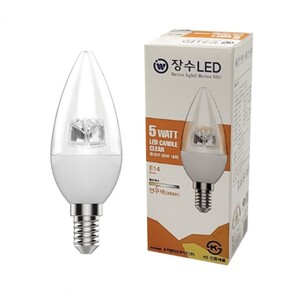 에이지리스에비뉴 장수램프 투명 LED 촛대구 E14전구색 꼬마 캔들전구