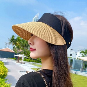 에이지리스에비뉴 여름 여성 밀짚썬캡 햇빛가리개 모자 라탄 자외선차단 LKC301