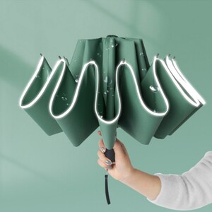 에이지리스에비뉴 튼튼한 자동 거꾸로 반전 3단 UV차단 암막 우산 반전