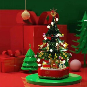 에이지리스에비뉴 LED 오르골 크리스마스 트리 블럭 피규어 블록 산타 루돌프 눈사람 만들기