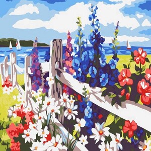 에이지리스 생활 아이윙스 피포페인팅 A25 울타리꽃 40x30 DIY명화그리기 유화수채화그