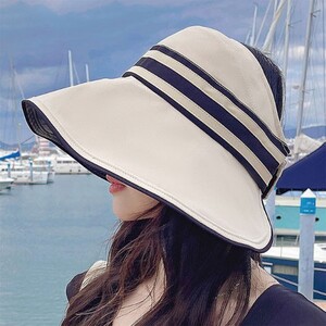 에이지리스에비뉴 은창]스트라이프 라인 블랙 암막 선캡 모자 벙거지모자 사계절 선캡 썬캡 여