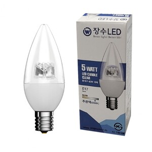 에이지리스에비뉴 장수램프 투명 LED 촛대구 E17주광색 고추 캔들전구