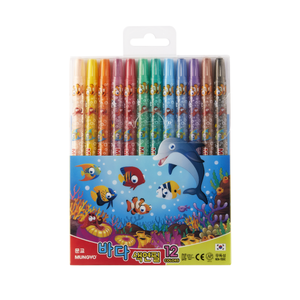 도매마켓365 색연필 샤프식 돌돌이 12색 국내산 바다색연필 문교